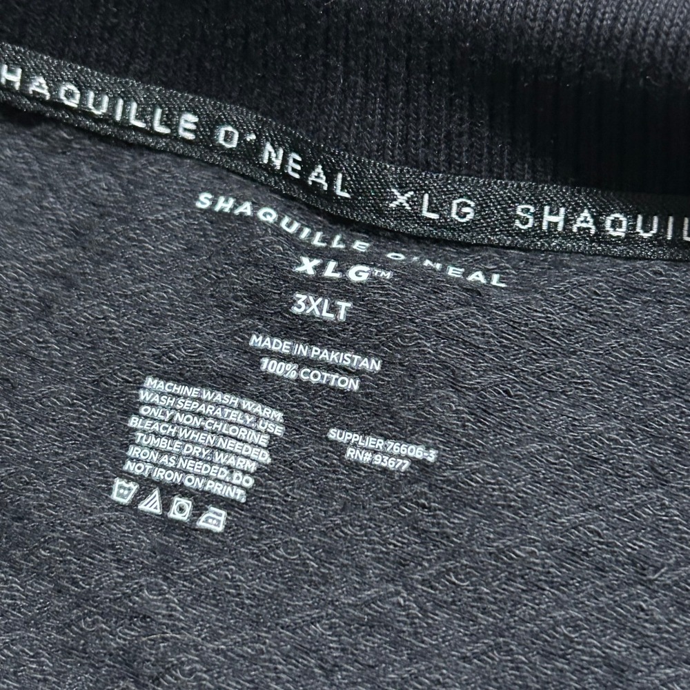 Shaquille O'Neal Polo Shirt 3XLT Tall Black Grey Textured Geometric V-Neck New - Picture 6 of 7